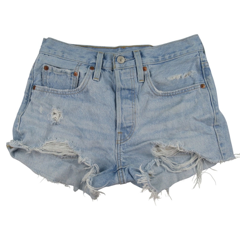 Levi 501 Original Shorts Womens 26 Light Wash Distressed Cut Off 56327-0250